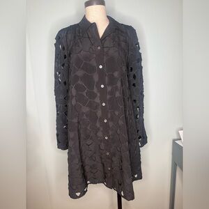 Equipment Black Silk Cutout Shirt Dress